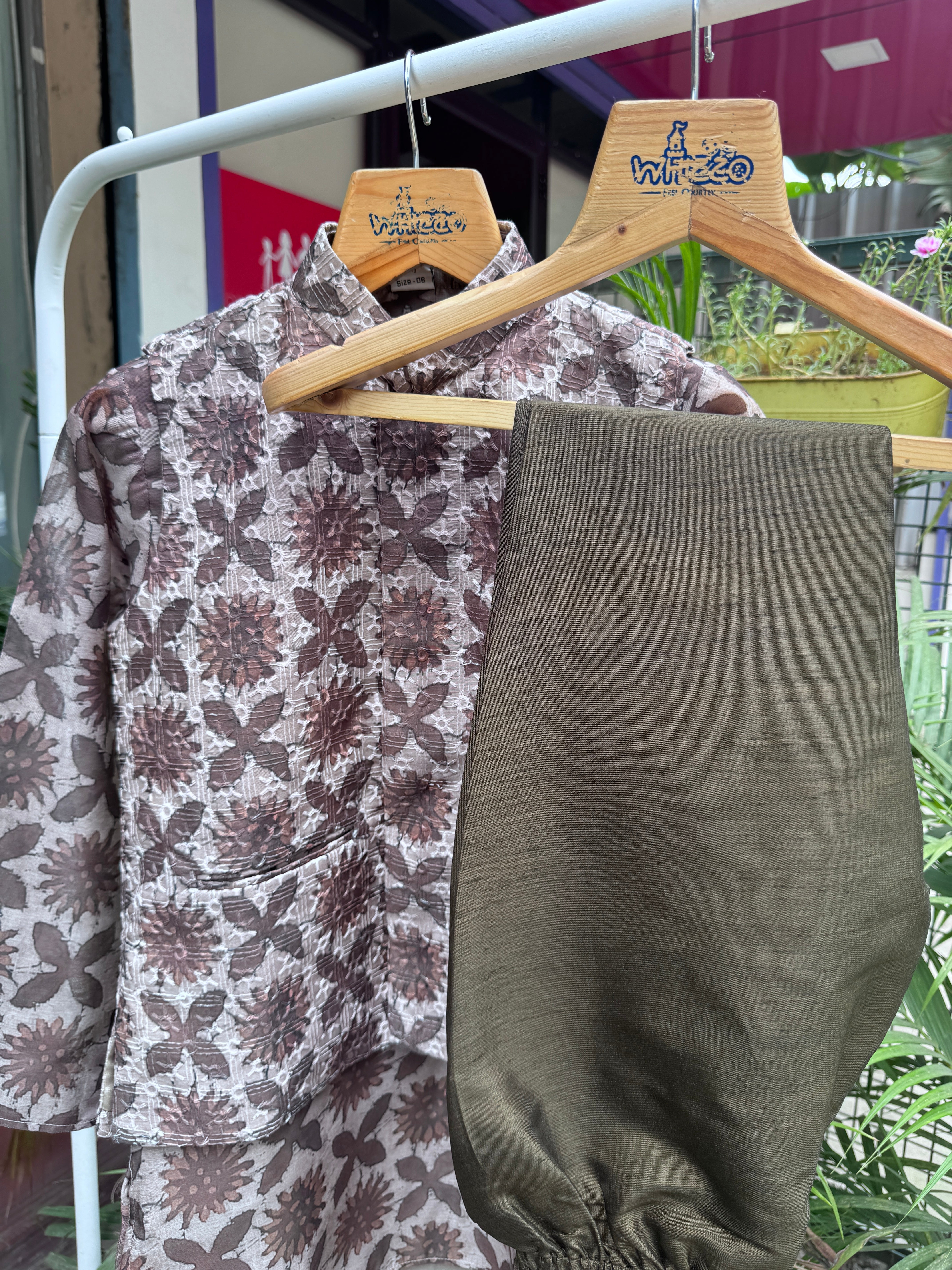 Whizzo Kids Sky-Blue Mughal Motif Jacket Kurta Set for Boys (Cotton Lining, Ages 5–7 Years)