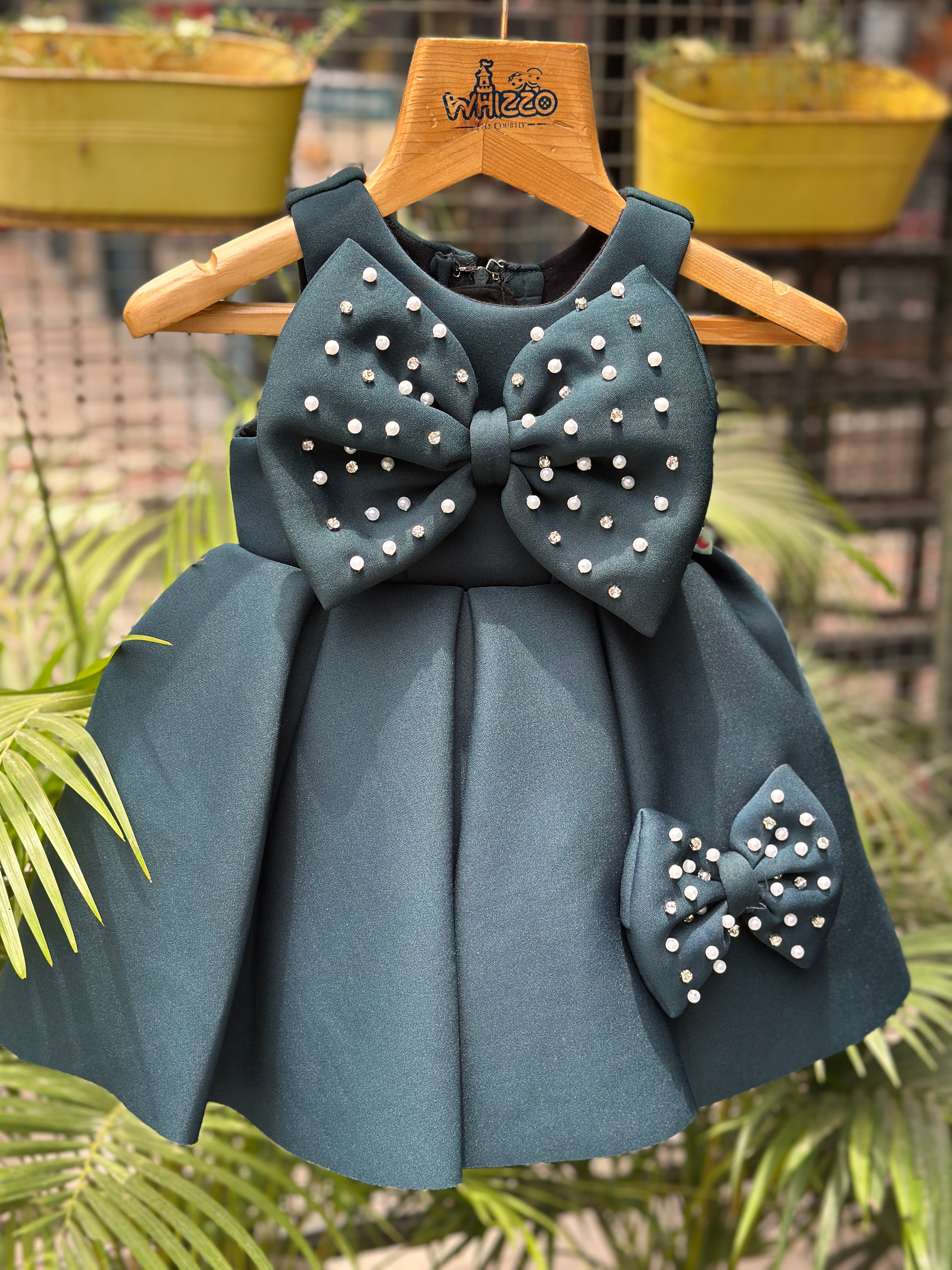 Emerald Bow Pearl Dress