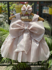 Peach Bow Baby Dress