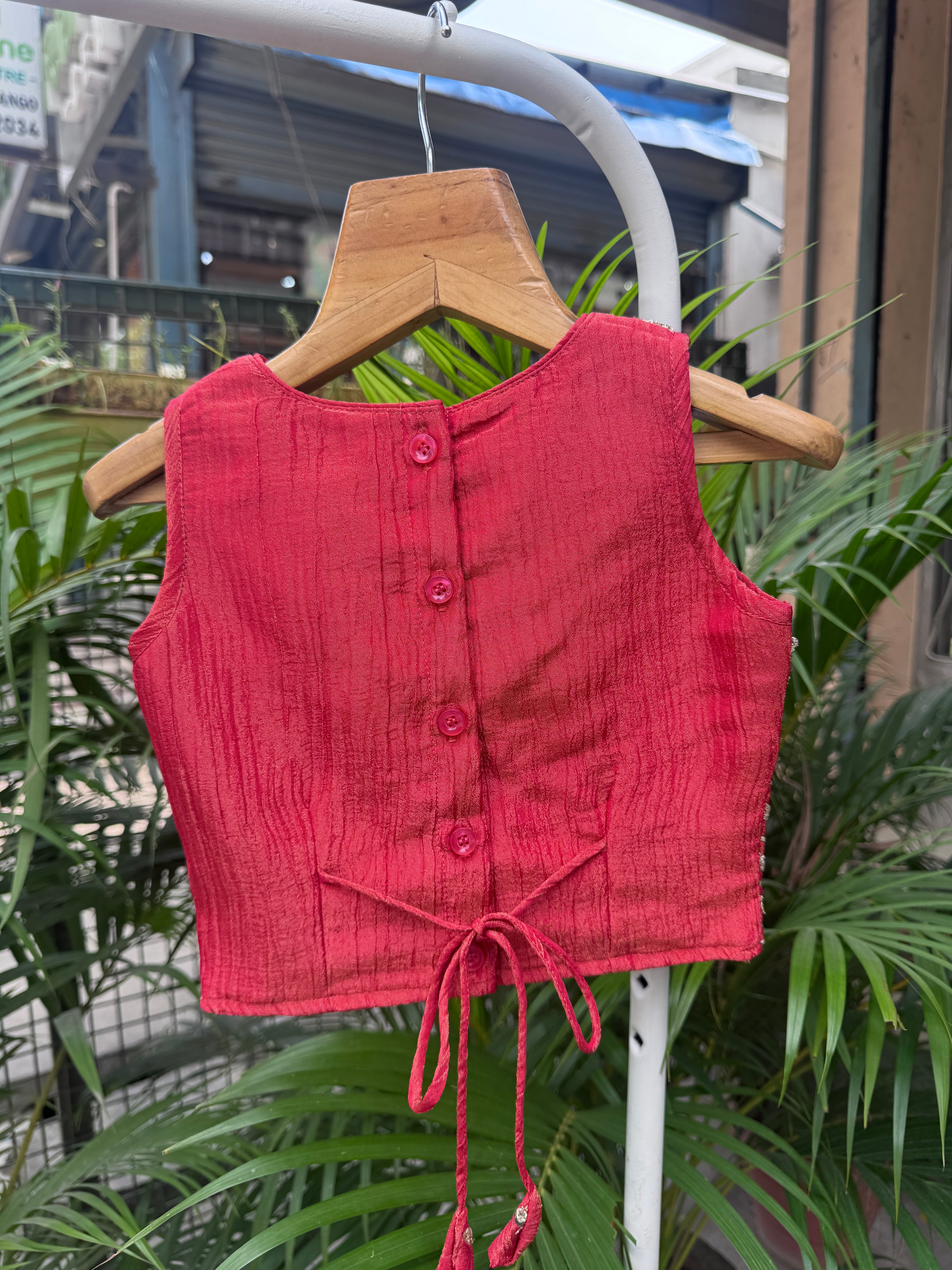 Radiant Red Sequin-Striped Lehenga Choli Set for Girls | Festive & Wedding Wear | Ages 1–6 / 6–12 Years