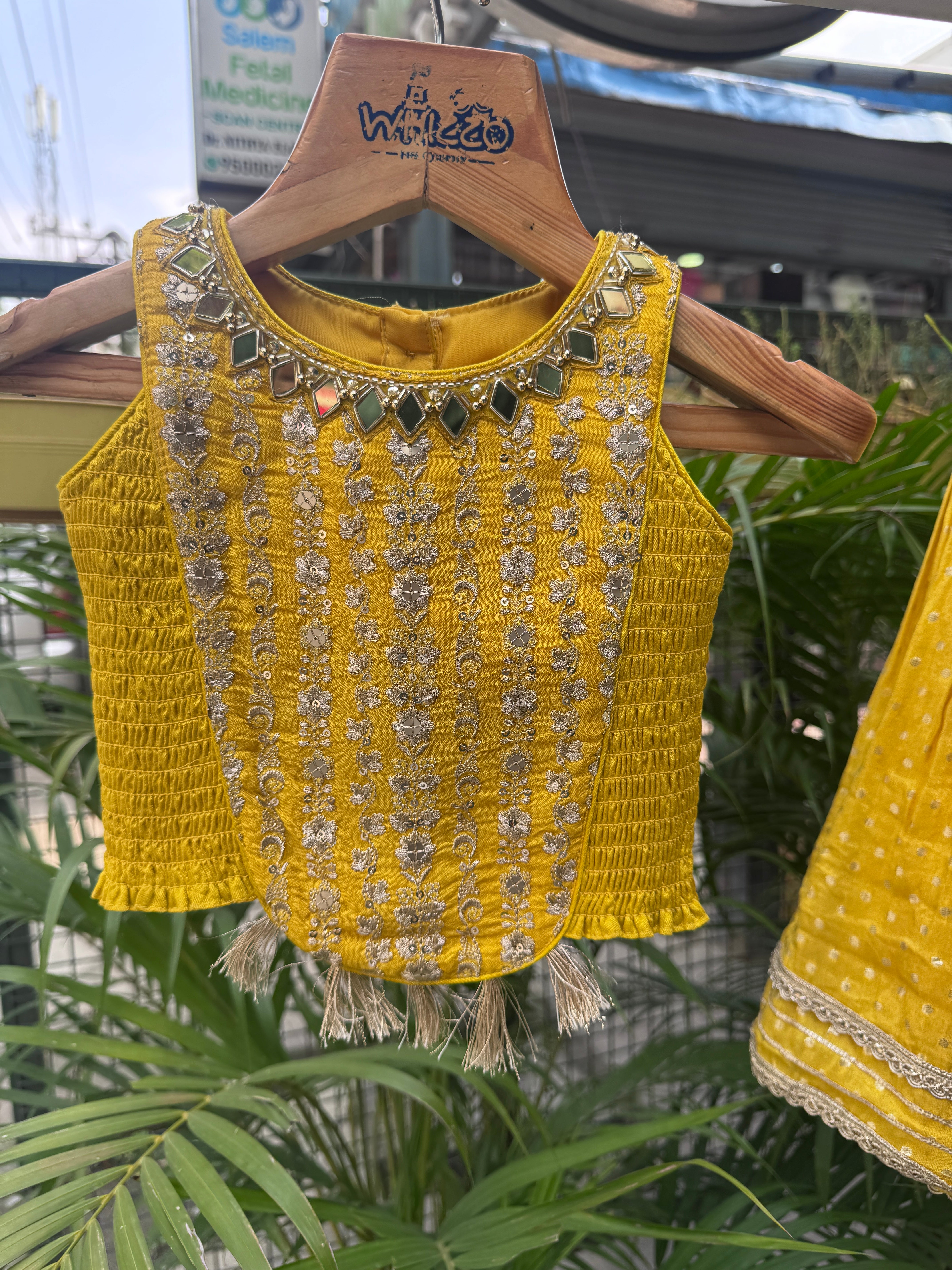 Mustard Yellow Sequin & Mirror Work Lehenga Set for Girls | Festive & Wedding Wear | Ages 1–6 Years