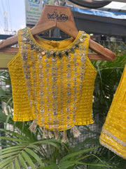 Mustard Yellow Sequin & Mirror Work Lehenga Set for Girls | Festive & Wedding Wear | Ages 1–6 Years