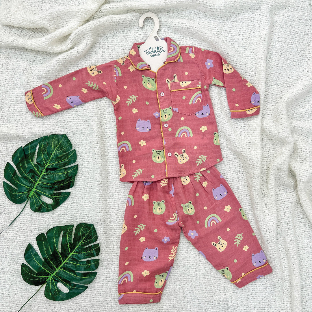Muslin Full Sleeve Sleep Suit for babies and kids - Unisex