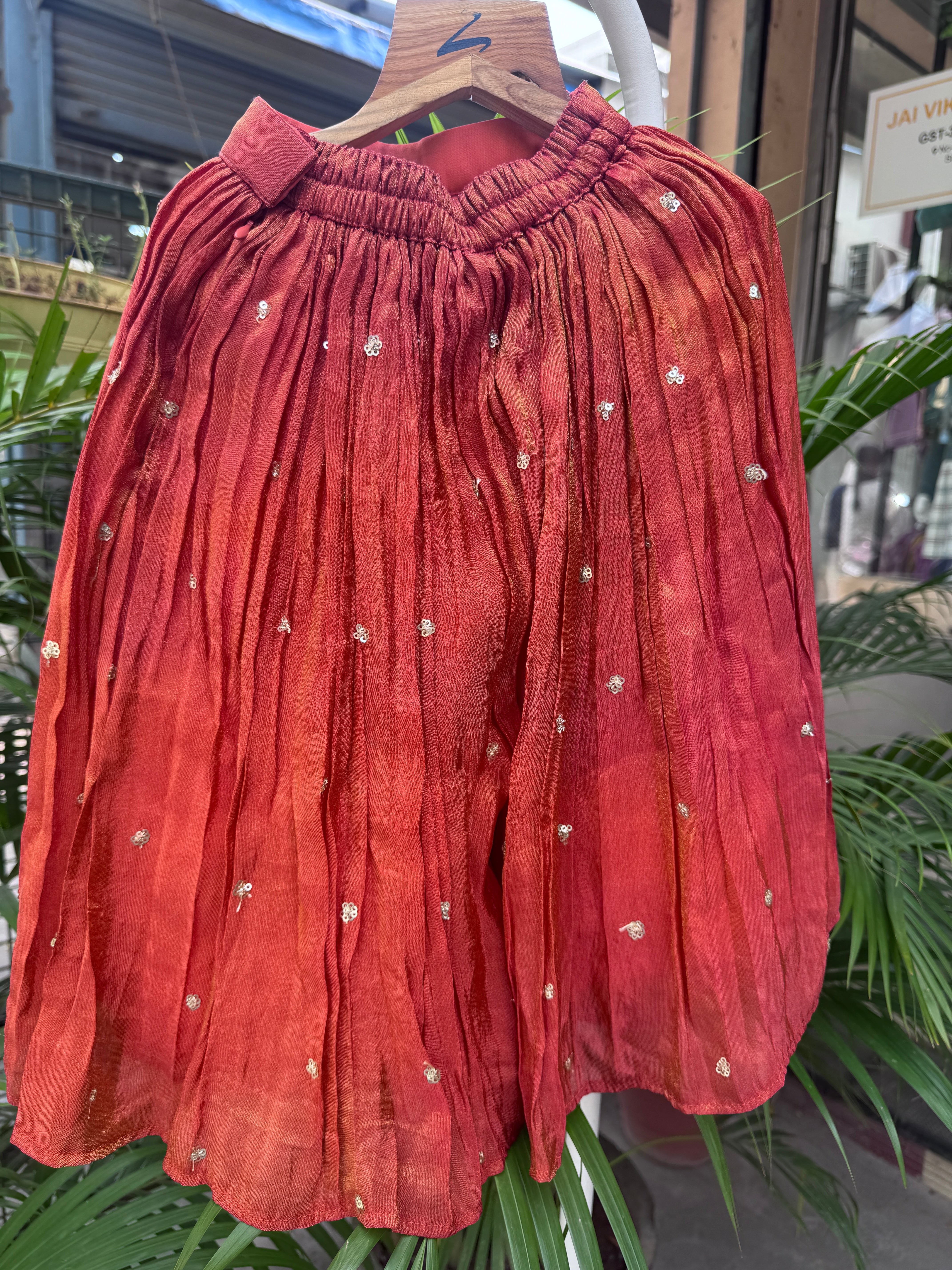 Girls Orange Floral Embroidered Gharara Set – Premium Festive Wear (1–7 Years)