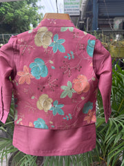 Pink Floral Embroidered Jacket Set – Vibrant Celebration Wear (Cotton Lined)