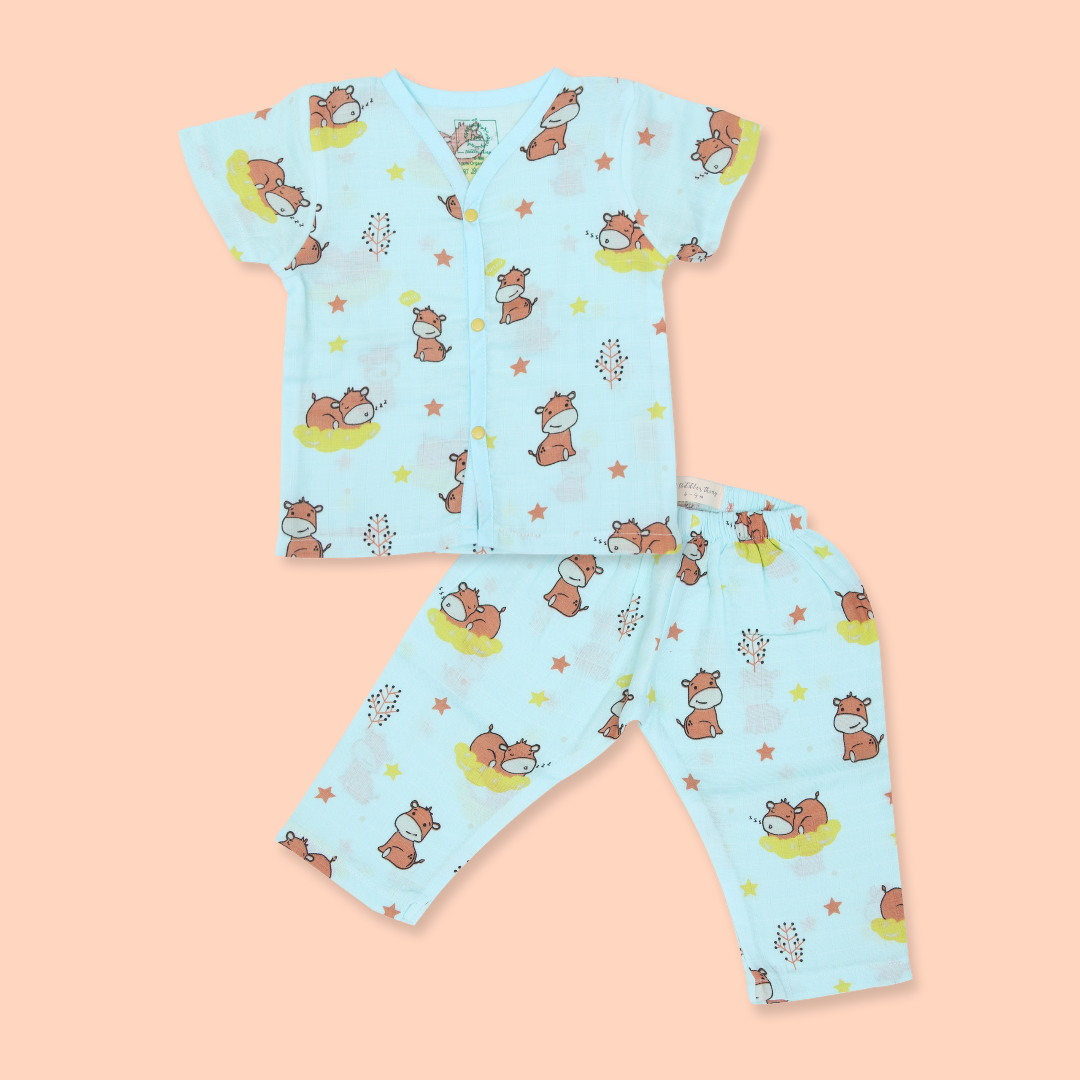 Hippo On The Go (Pack of 3) - Muslin Sleep Suit for babies and kids