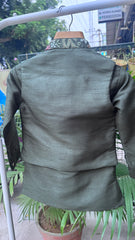 Elegant Forest Green Jacket Kurta Set for Boys (5–7 Years) | Premium Cotton-Lined Festive Wear