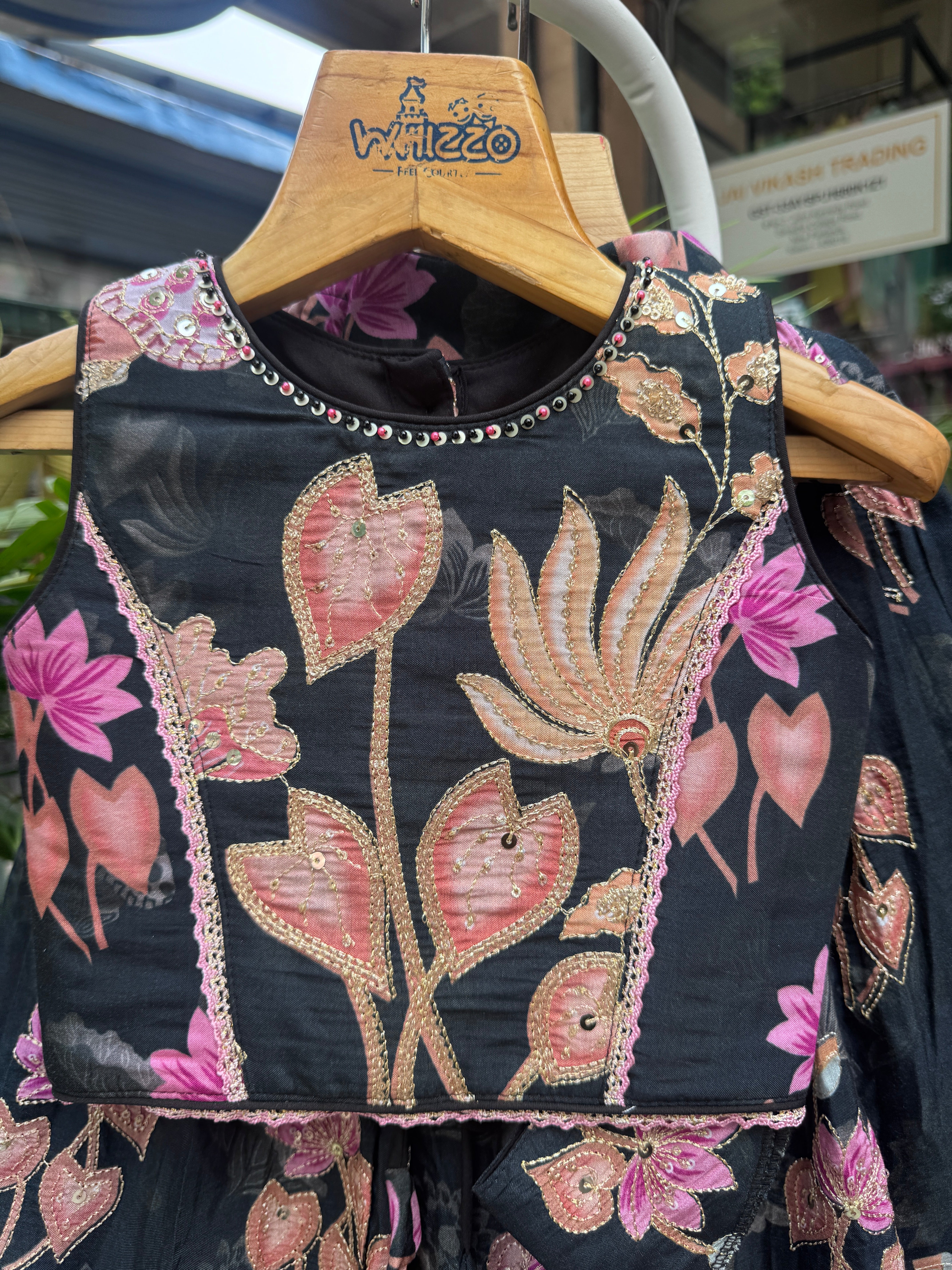 Elegant Black Floral Embroidered Lehenga Choli for Girls | Premium Festive & Wedding Wear | Ages 1–6 Years / 6–12 Years