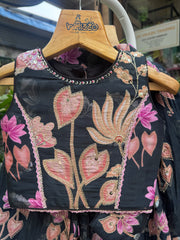 Elegant Black Floral Embroidered Lehenga Choli for Girls | Premium Festive & Wedding Wear | Ages 1–6 Years / 6–12 Years