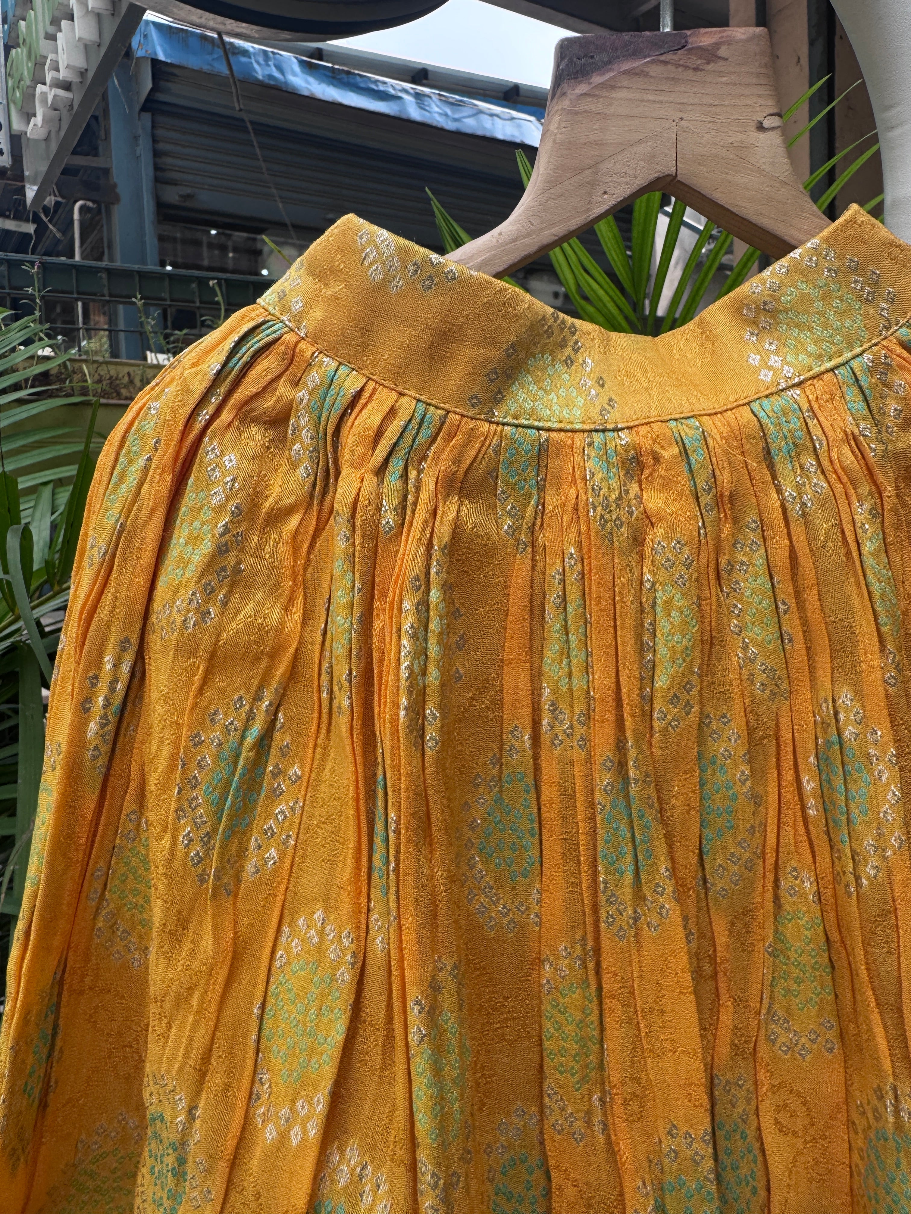 Sunshine Yellow Mirror-Work & Jacquard Lehenga Choli for Girls | Festive & Wedding Wear | Ages 1–6 Years / 6–12 Years