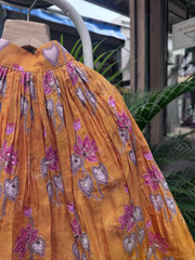 Mustard Yellow Floral Embroidered Sleeveless Lehenga Set for Girls | Lightweight Festive & Wedding Wear | Ages 1–6 Years / 6–12 Years