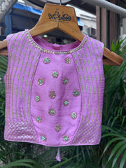 Lavender Zari Embroidered Pleated Lehenga With Designer Crop Top – Festive Ethnic Set for Girls (Age 1–6 Years)