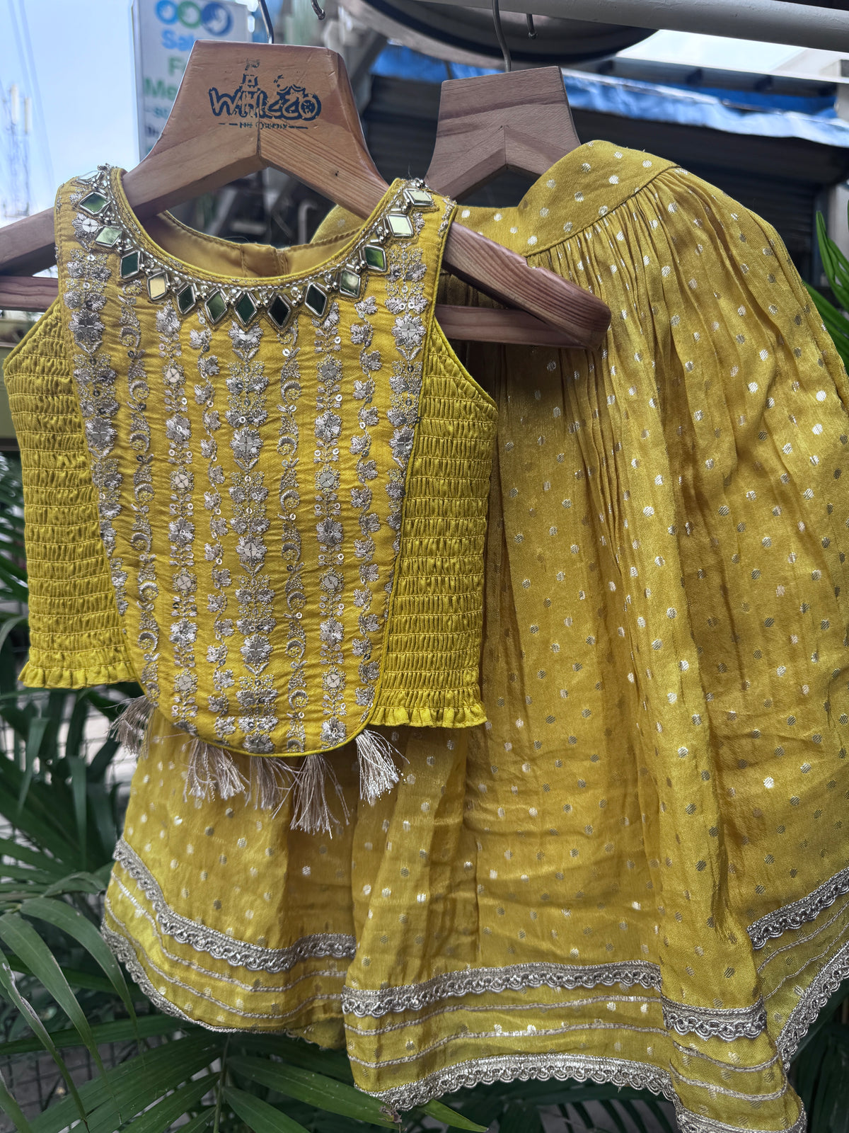 Mustard Yellow Sequin & Mirror Work Lehenga Set for Girls | Festive & Wedding Wear | Ages 1–6 Years