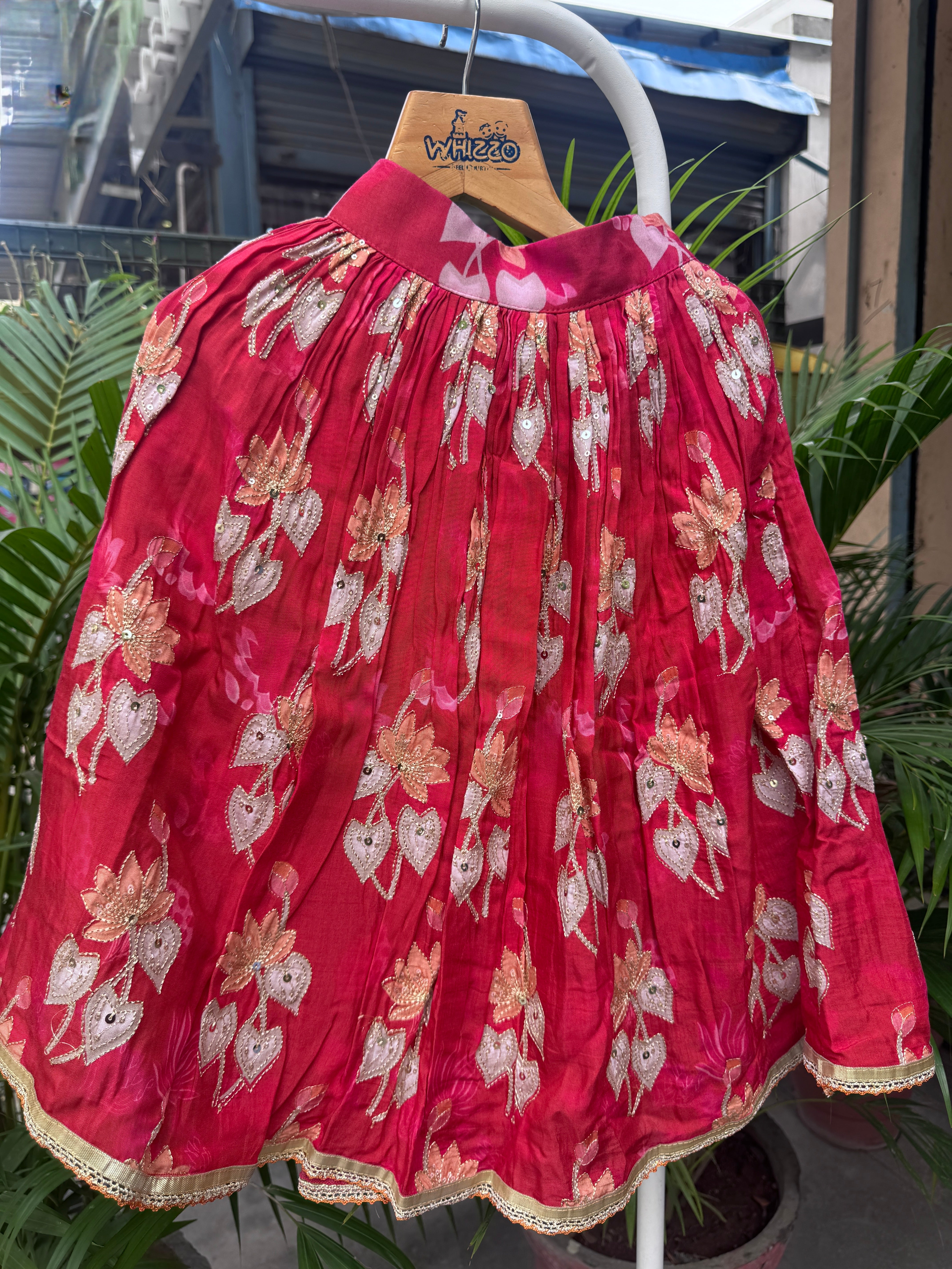 Royal Red Floral Embroidered Lehenga Choli for Girls | Premium Festive & Wedding Wear | Ages 1–6 Years / 6–12 Years