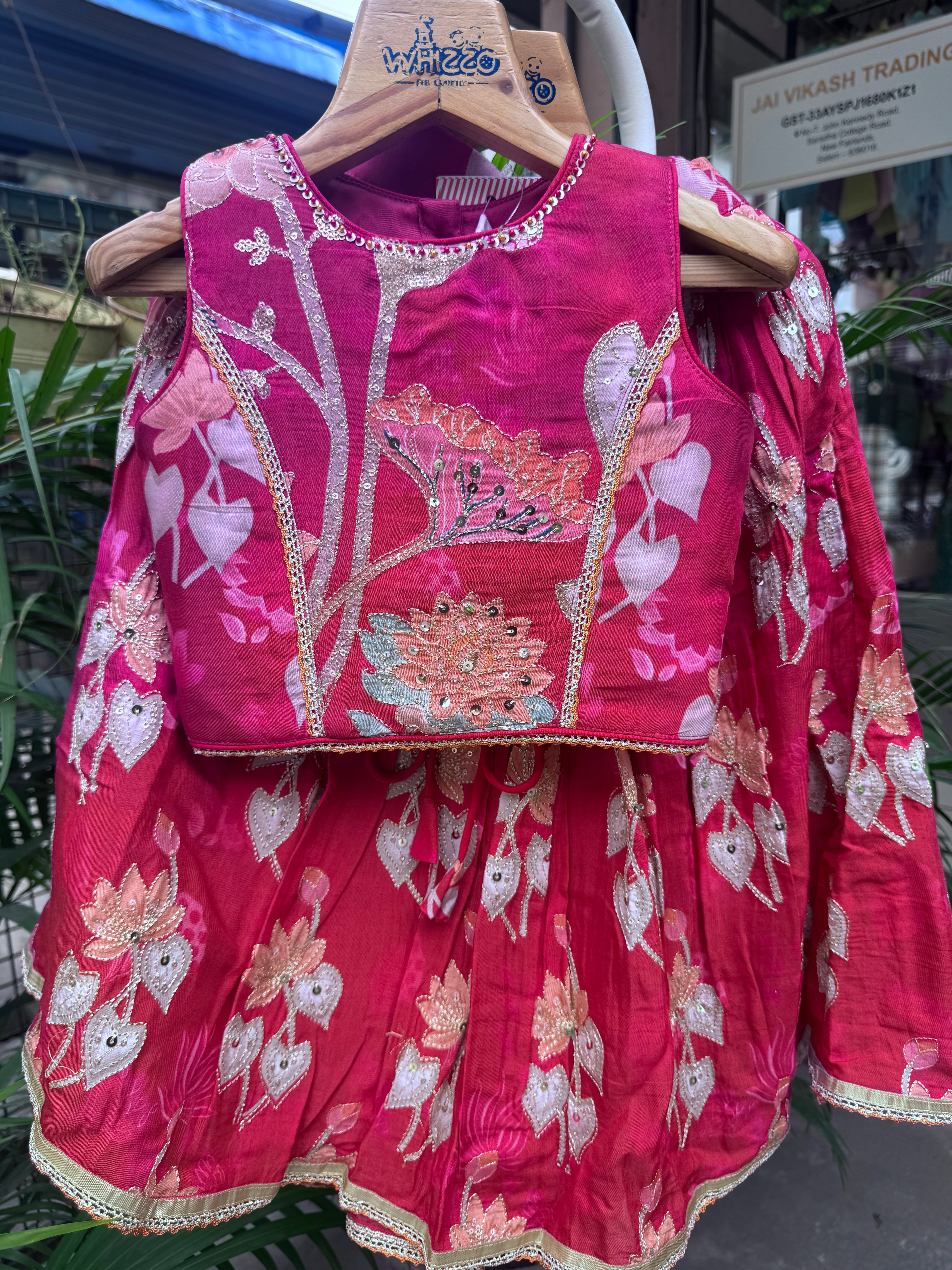 Royal Red Floral Embroidered Lehenga Choli for Girls | Premium Festive & Wedding Wear | Ages 1–6 Years / 6–12 Years