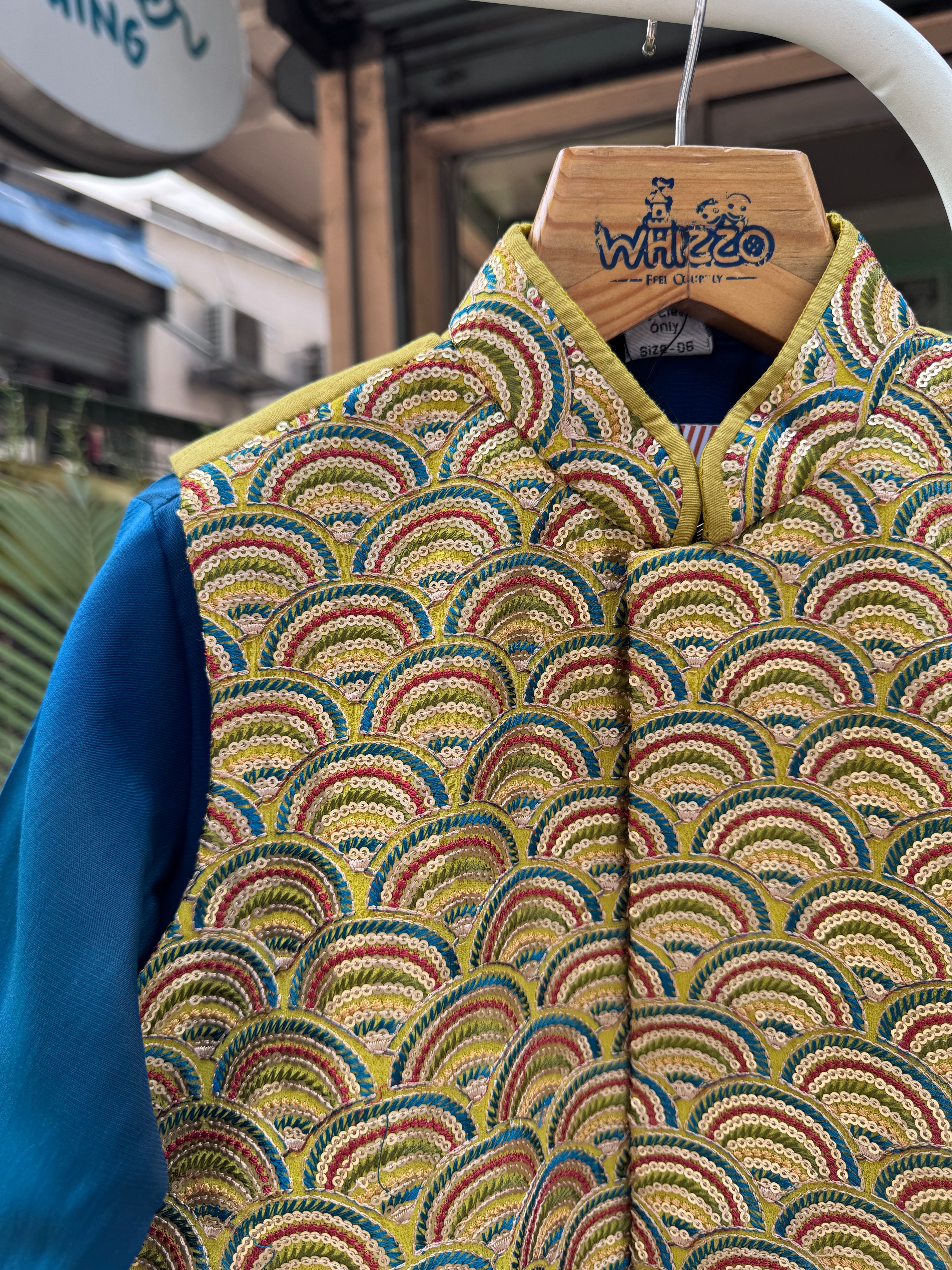 Royal Teal Kurta Set With Mustard Brocade Jacket – Cotton-Lined Festive Edition