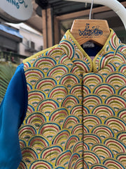 Royal Teal Kurta Set With Mustard Brocade Jacket – Cotton-Lined Festive Edition