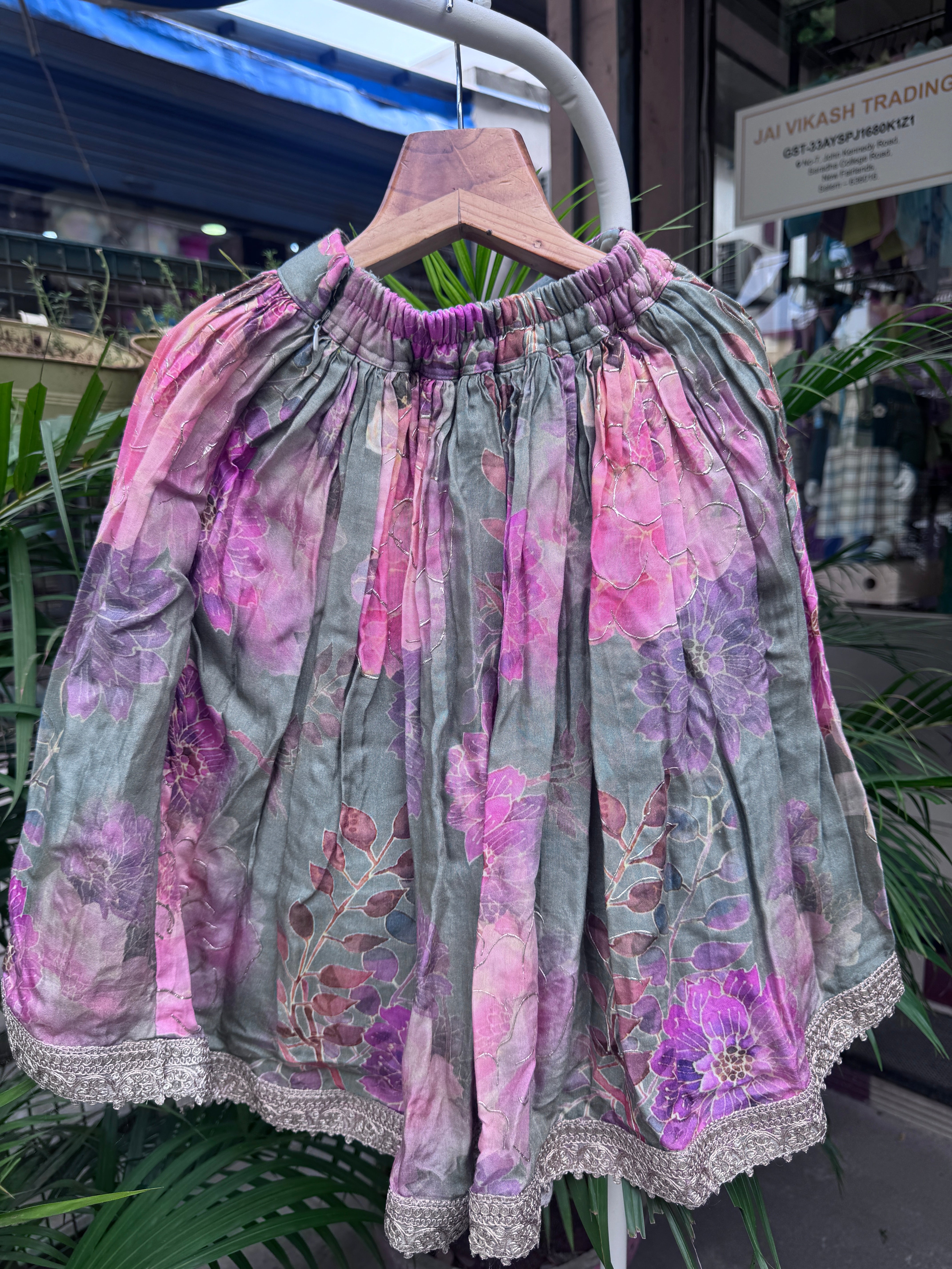 Mint Green Floral Printed Lehenga Set with Sequin Embroidered Blouse & Tassel Detailing | Premium Festive Ethnic Wear for Girls | Ages 1–6 Years