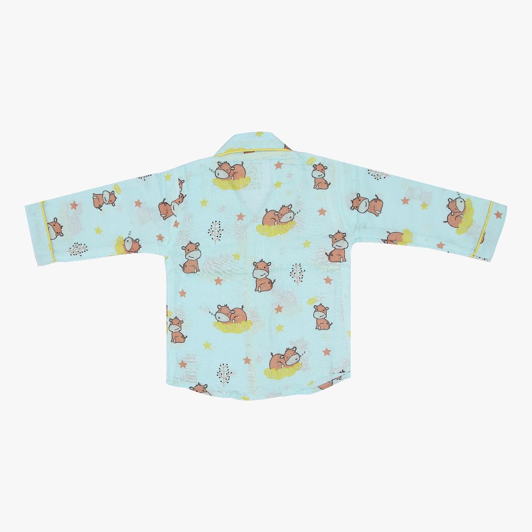 Sleepy Hippo - Muslin Full Sleeve Sleep Suit for babies and kids (Unisex)