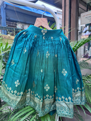 Peacock blue zari border lehengaEmerald Green Traditional Foil Print Lehenga & Embroidered Blouse Set for Girls | Festive Ethnic Wear | Ages 1–6 Years