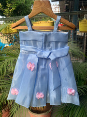 Blue Dress with Pink Bows