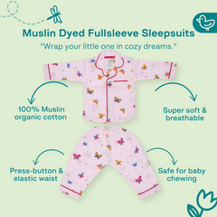 Butterflies - Muslin Full Sleeve Sleep Suit for babies and kids (Unisex)
