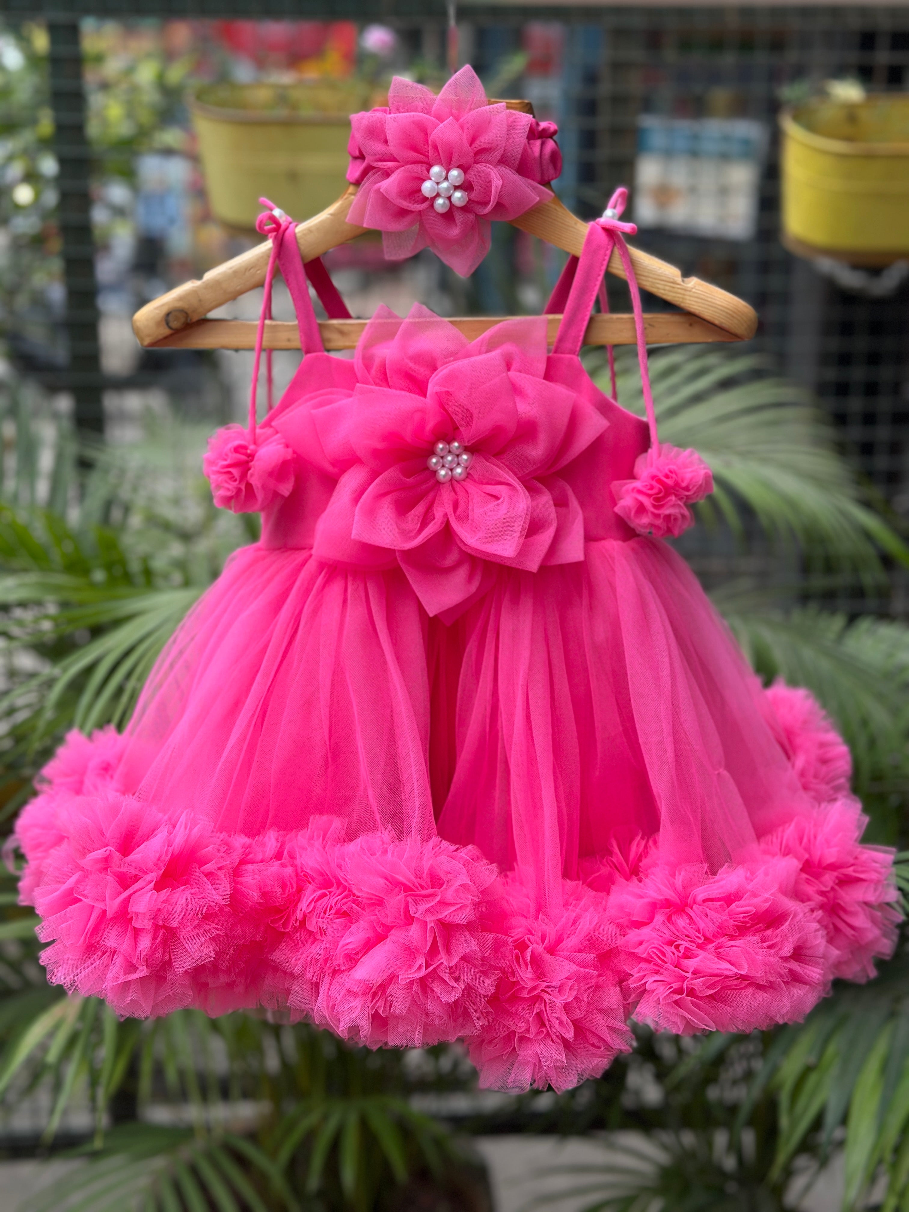 Hot Pink Pom Pom Dress
