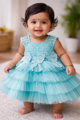 Whizzo Kids Blue frock for Girls – Festive Wear with Soft Cotton Lining (Age 1 to 6 Years) | Sale