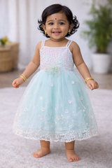 ProductsWhizzo Kids sky blue dress for Girls – Festive Wear with Soft Cotton Lining (Age 1 to 10 Years)