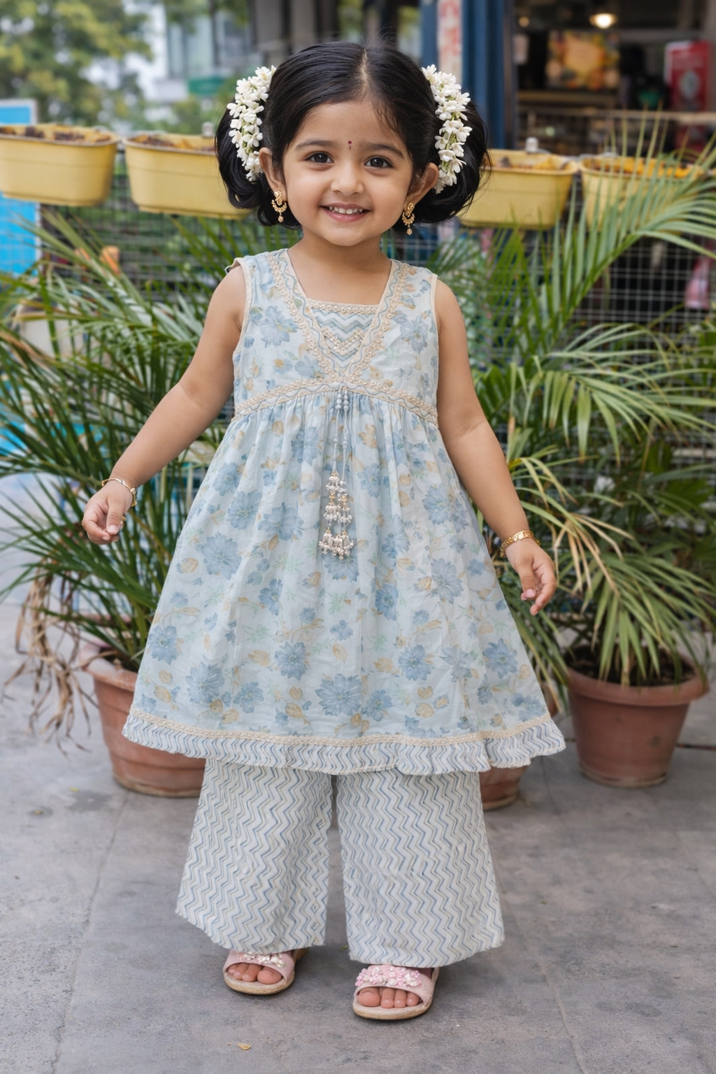 ProductsWhizzo Kids Grey dress for Girls – Festive Wear with Soft Cotton Lining (Age 1 to 10 Years)