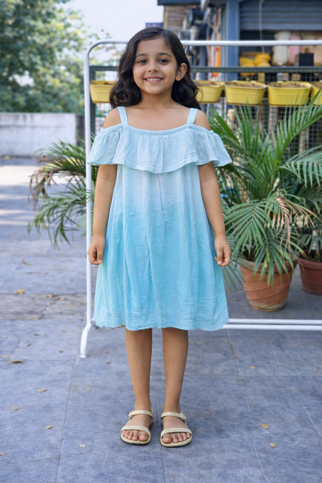 Whizzo Kids Sky blue dress for Girls – Festive Wear with Soft Cotton Lining (Age 1 to 10 Years)