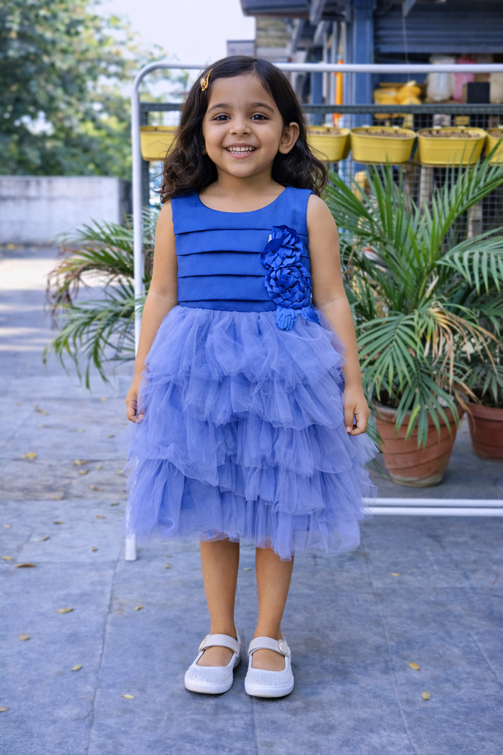 Whizzo Kids blue dress for Girls – Festive Wear with Soft Cotton Lining (Age 1 to 10 Years)