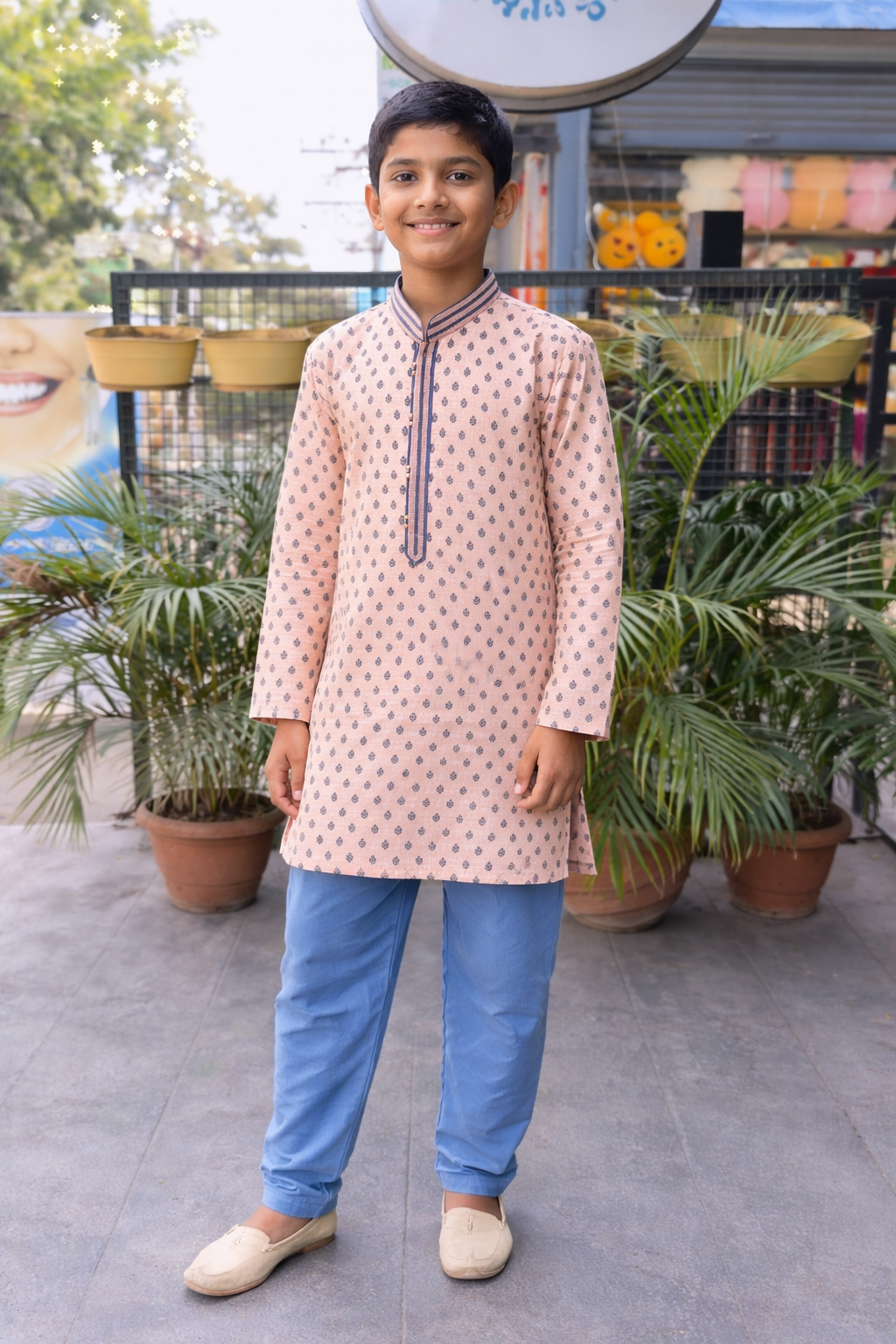 Whizzo Kids Beige dress for Boys – Festive Wear with Soft Cotton Lining (Age 1 to 10 Years)