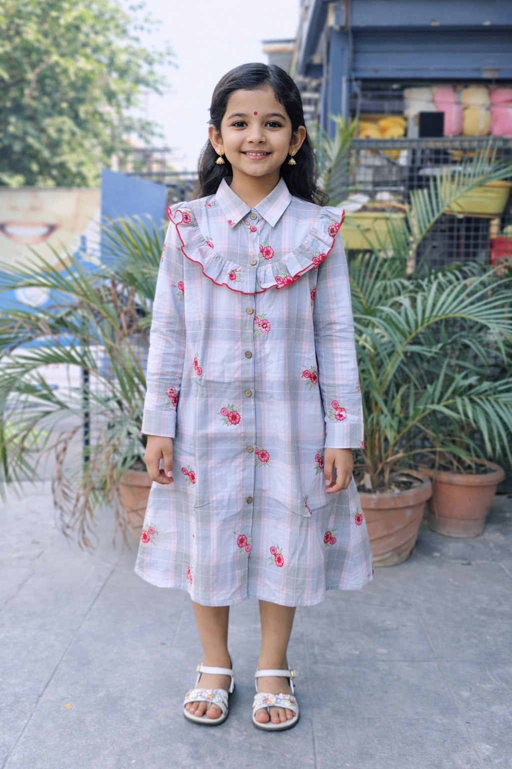 Whizzo Kids Grey dress for Girls – Festive Wear with Soft Cotton Lining (Age 1 to 10 Years)