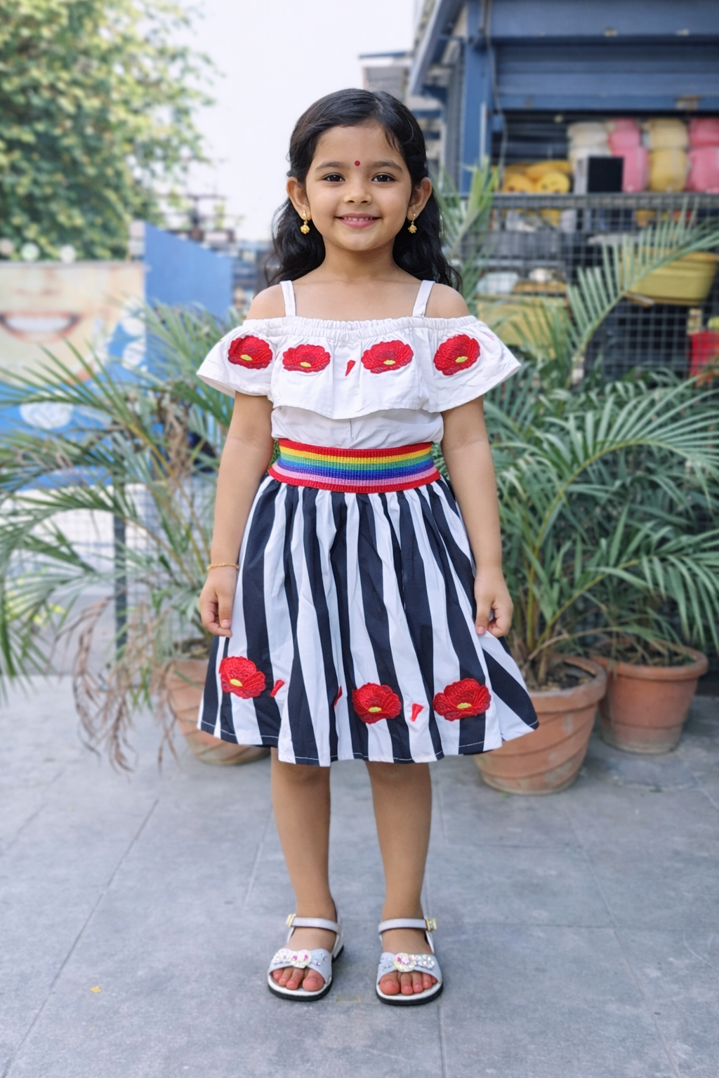 Whizzo Kids White dress for Girls – Festive Wear with Soft Cotton Lining (Age 1 to 10 Years)