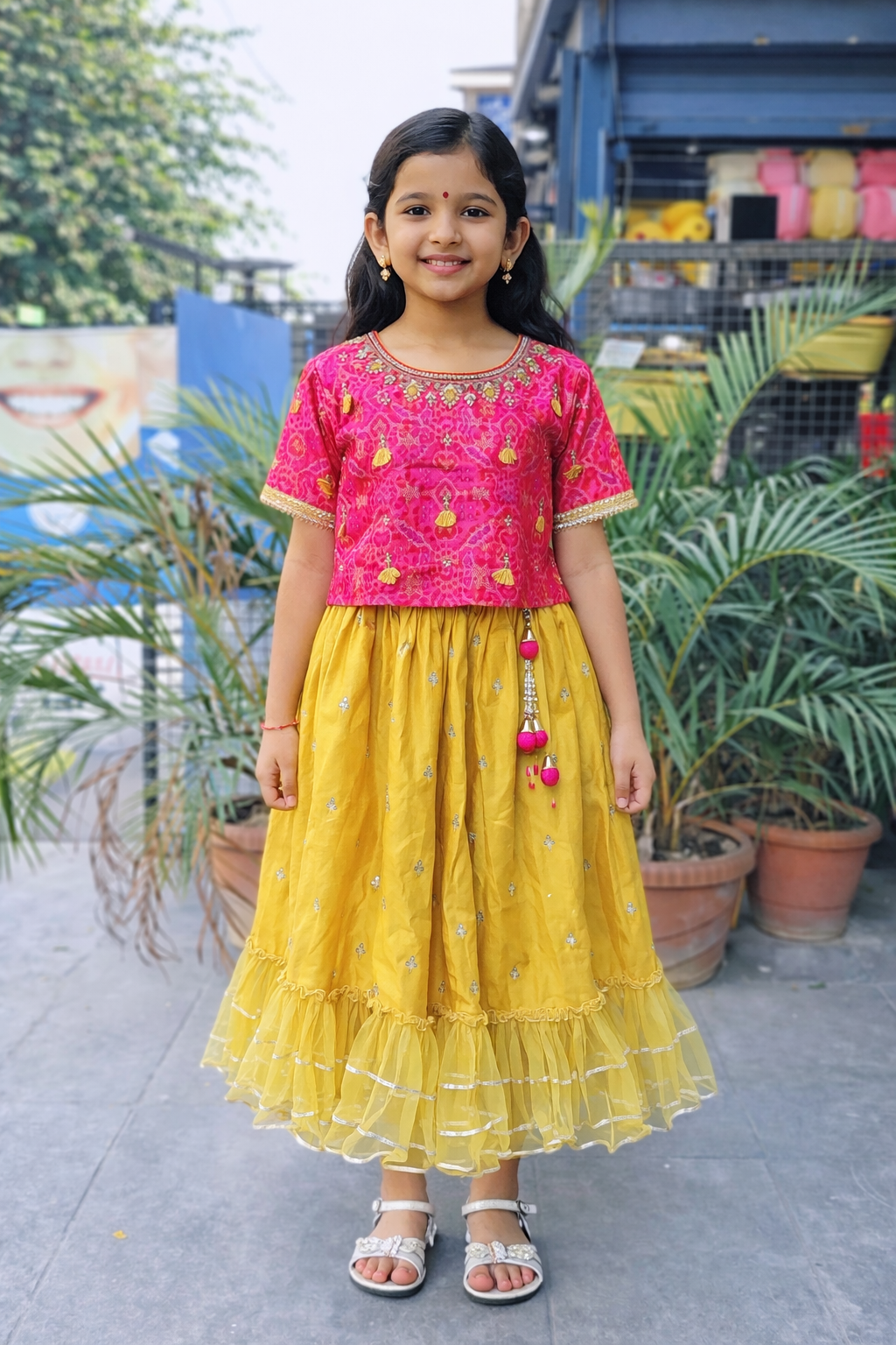 Whizzo Kids Yellow dress for Girls – Festive Wear with Soft Cotton Lining (Age 1 to 10 Years)