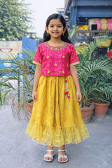Whizzo Kids Yellow dress for Girls – Festive Wear with Soft Cotton Lining (Age 1 to 10 Years)