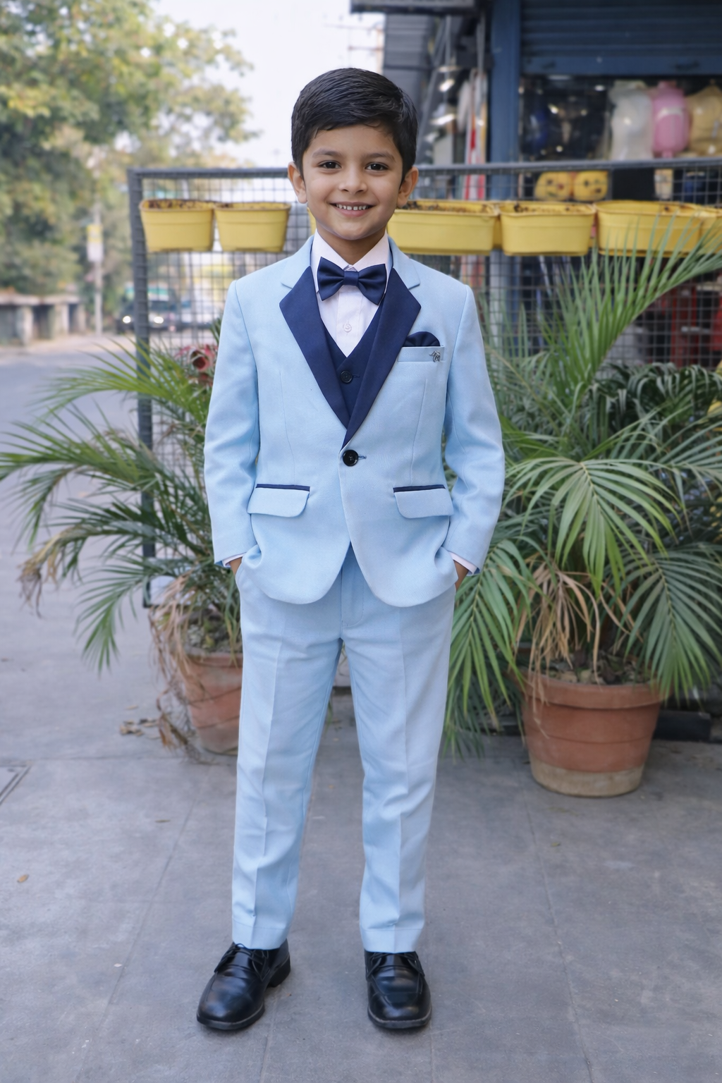 Whizzo Kids Sky Blue dress for Boys – Festive Wear with Soft Cotton Lining (Age 1 to 10 Years)