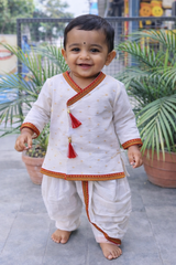 Whizzo Kids white dress for boy – Festive Wear with Soft Cotton Lining (Age 1 to 10 Years)