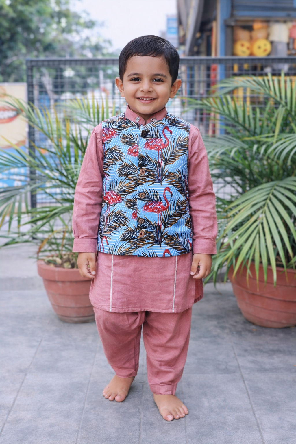 Whizzo Kids pink dress for boy – Festive Wear with Soft Cotton Lining (Age 1 to 10 Years)