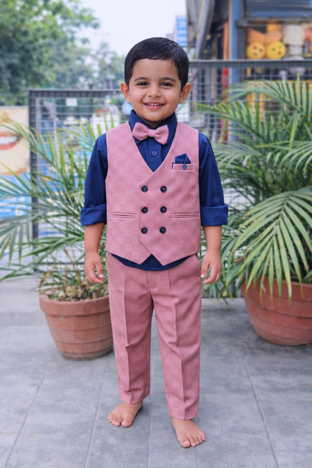 Whizzo Kids pink dress for Boys – Festive Wear with Soft Cotton Lining (Age 1 to 10 Years)
