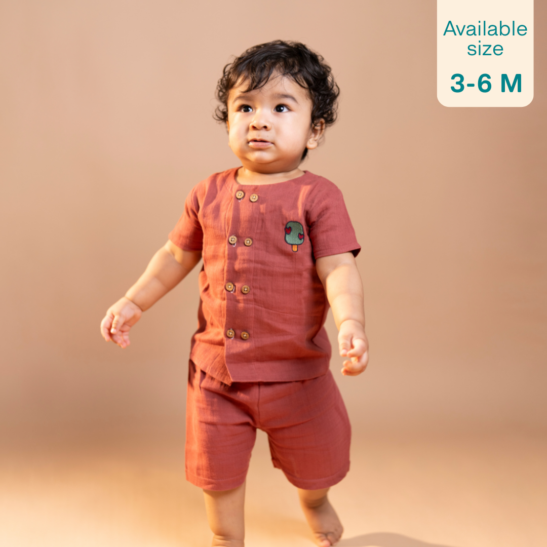 Brick Red Popsicle - Muslin Co-ord Set