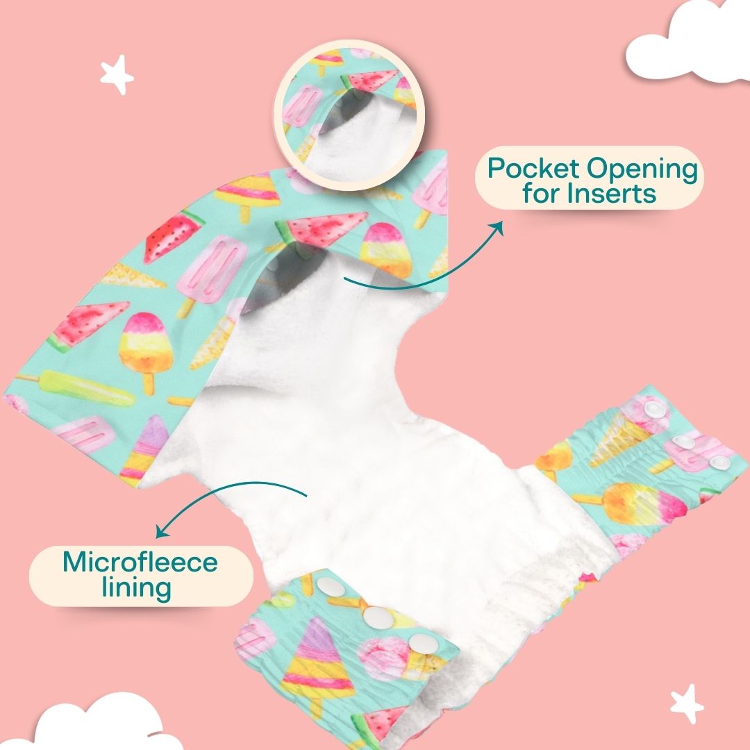 Indigo - Newborn Cloth Diaper 2.0 with 1 cotton Insert (2 kg - 5 kg)