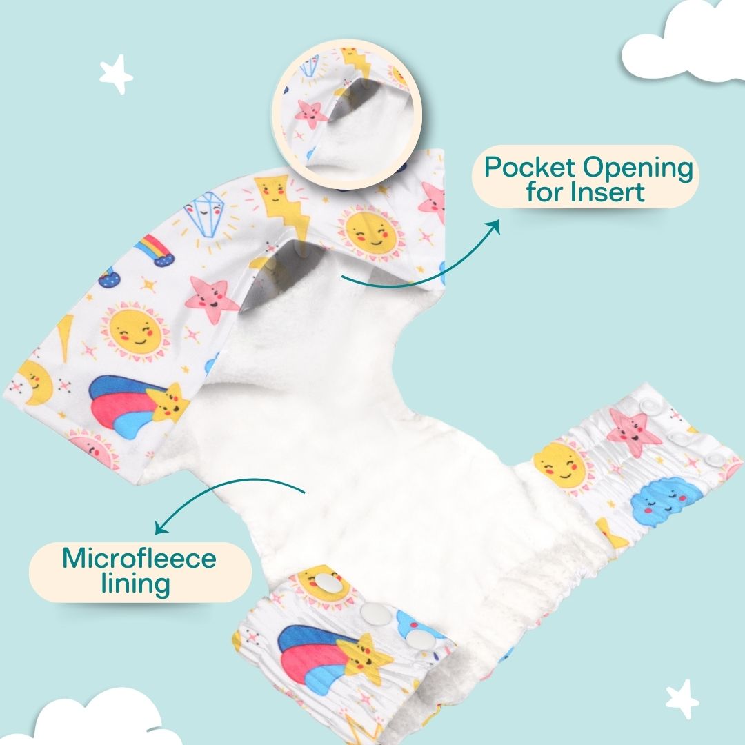 Indigo - Newborn Cloth Diaper 2.0 with 1 cotton Insert (2 kg - 5 kg)