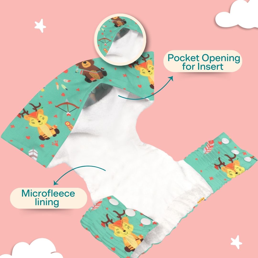 Ice Candy Newborn Cloth Diaper 2.0 with 1 cotton Insert (2 kg - 5 kg)