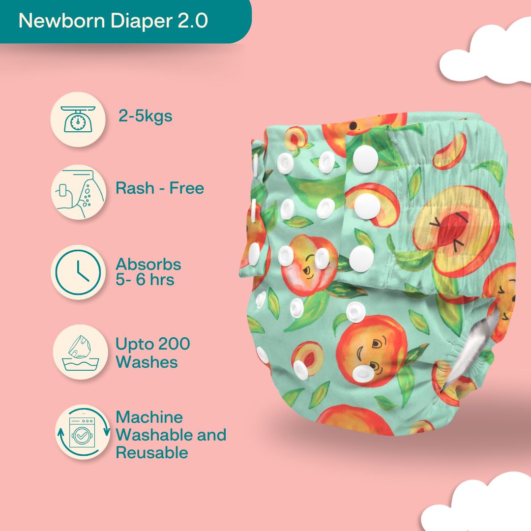 Indigo - Newborn Cloth Diaper 2.0 with 1 cotton Insert (2 kg - 5 kg)