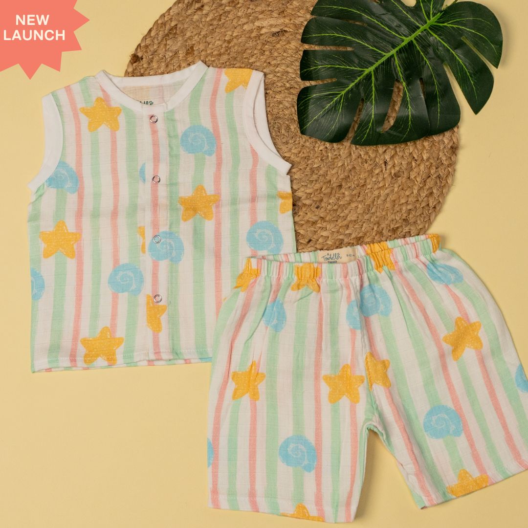 Flora Pixels- Muslin Jabla and Shorts for Babies and Toddlers