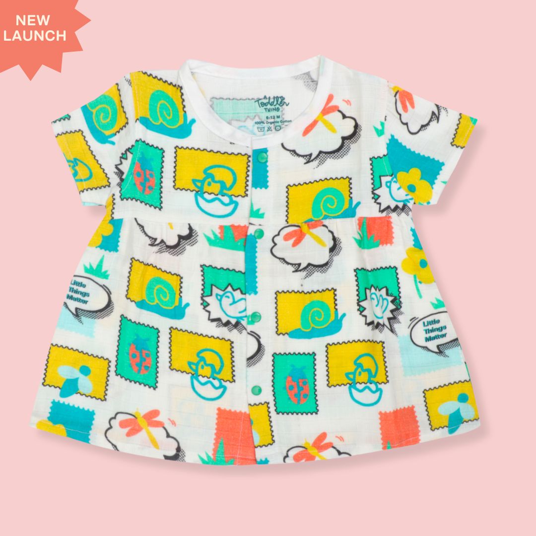 Flora Pixels - Muslin Button Frock