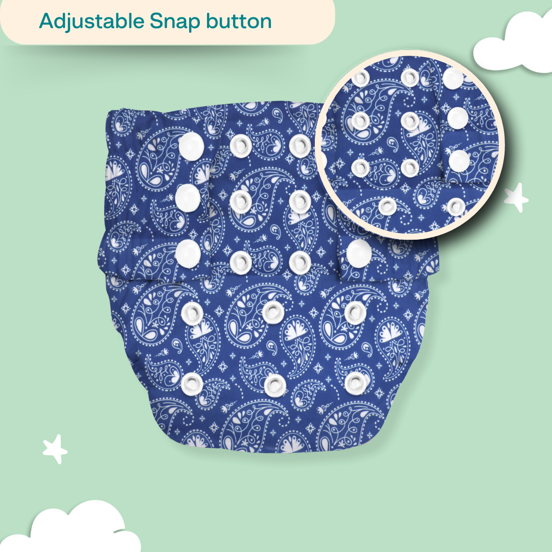 Indigo - Newborn Cloth Diaper 2.0 with 1 cotton Insert (2 kg - 5 kg)