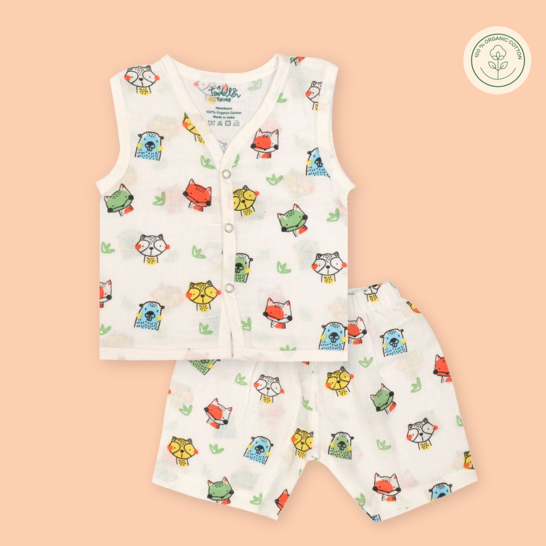 Woody & Wheels - Muslin Jabla and Shorts for Babies and Toddlers - Pack of 2